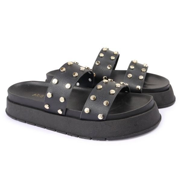 Sandalia Papete Sola Alta Olivia Preta