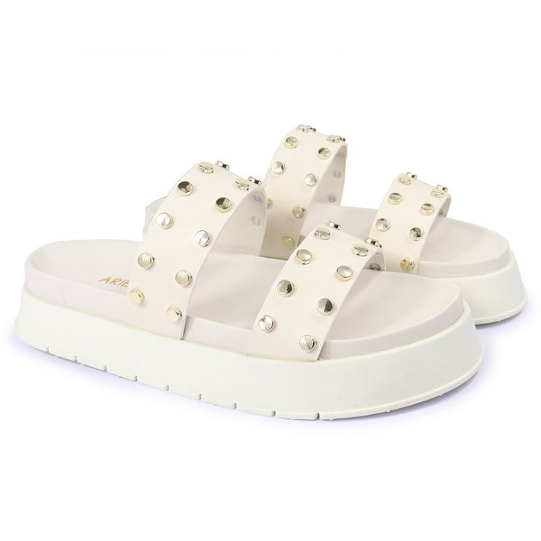 Sandalia Papete Sola Alta Olivia Off White