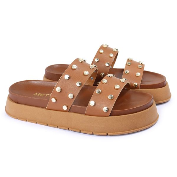 Sandalia Papete Sola Alta Olivia Caramelo