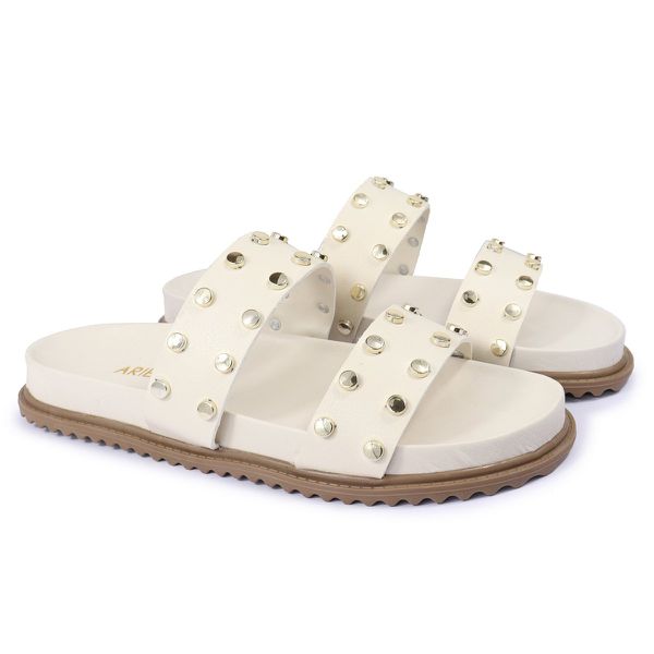 Sandalia Papete Sola Baixa Olivia Off White