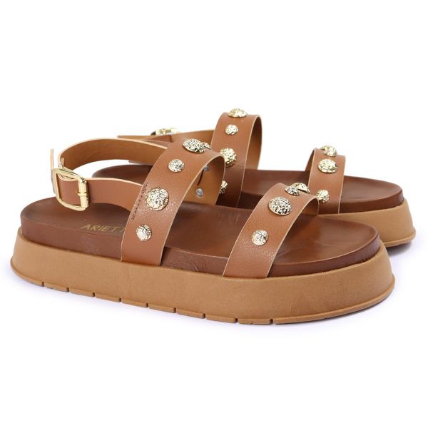 Sandalia Papete Sola Alta Milene Caramelo