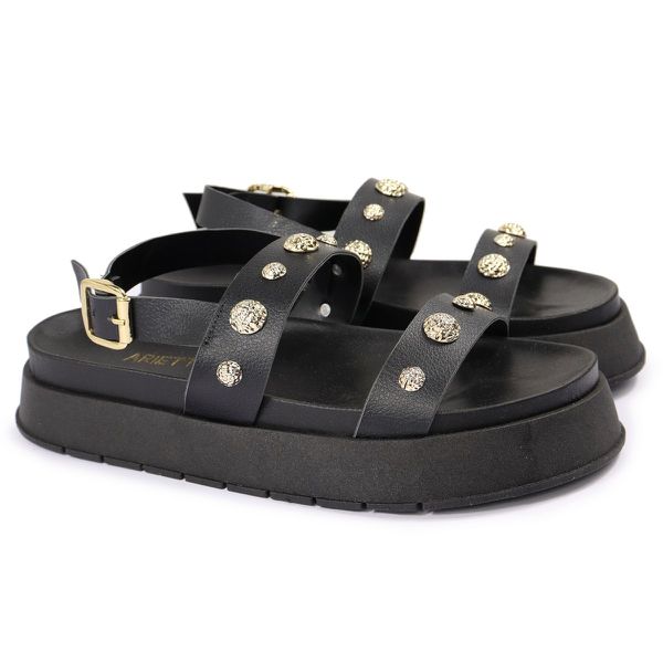 Sandalia Papete Sola Alta Milene Preta