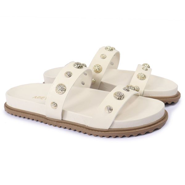 Sandalia Papete Sola Baixa Melina Off White