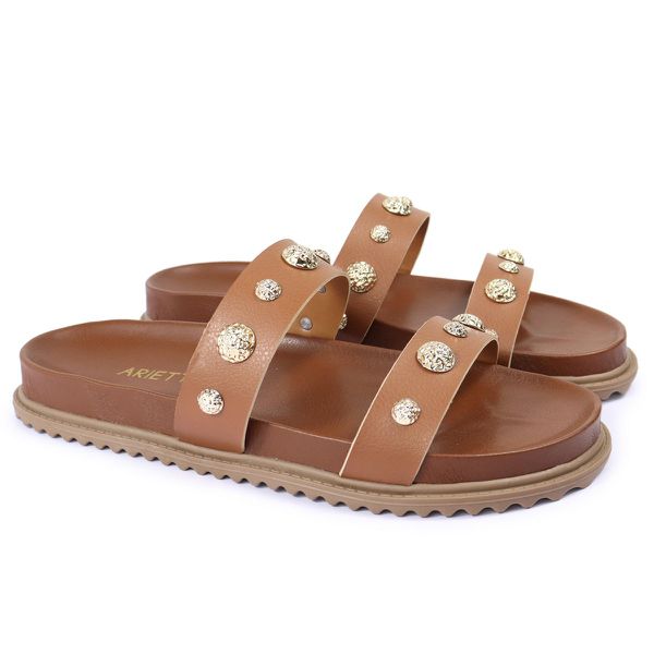 Sandalia Papete Sola Baixa Melina Caramelo