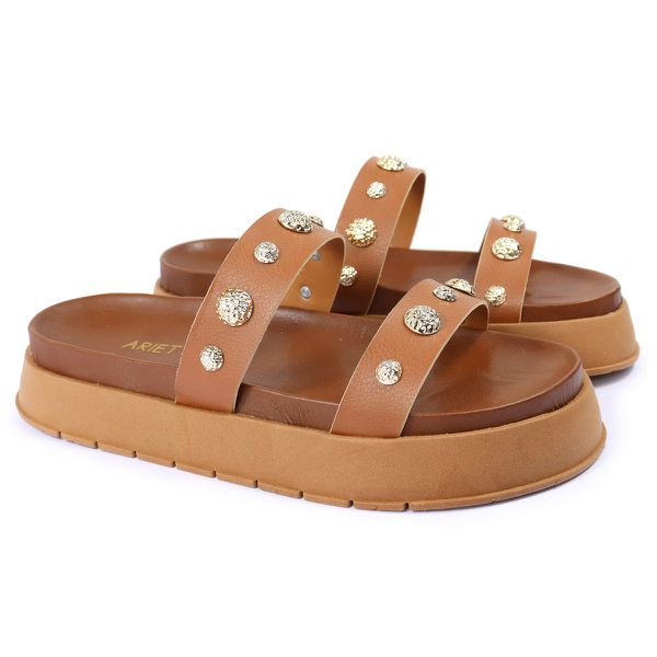 Sandalia Papete Sola Alta Melina Caramelo