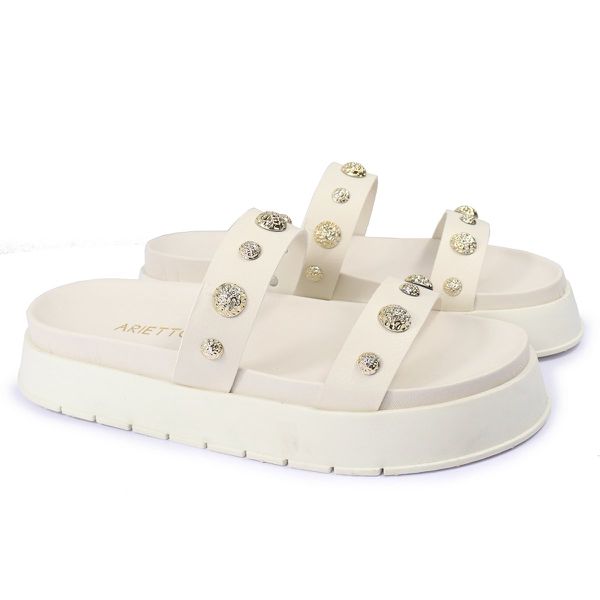 Sandalia Papete Sola Alta Melina Off White