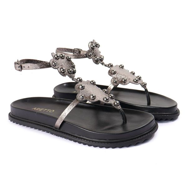 Sandalia Papete Sola Baixa Sara Prata Velho