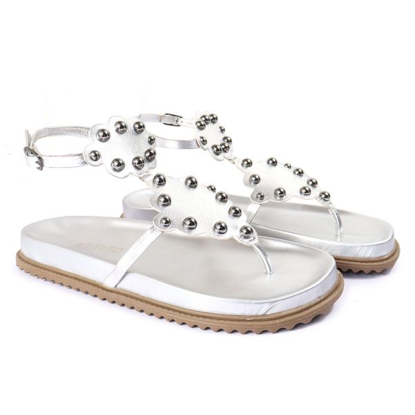 Sandalia Papete Sola Baixa Sara Prata