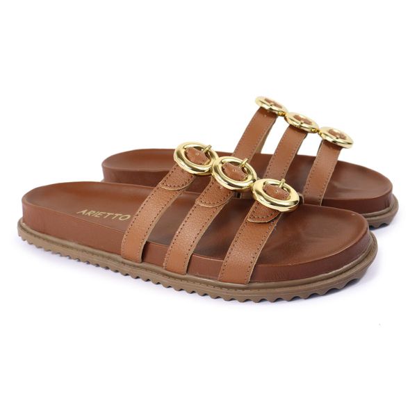 Sandalia Papete Sola Baixa Luci Caramelo