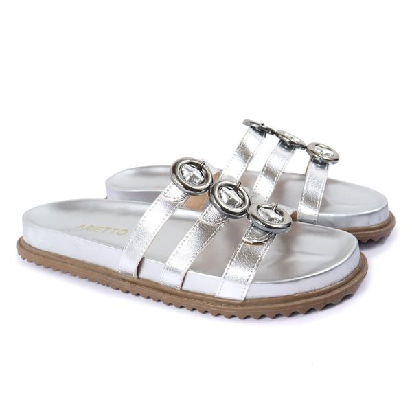 Sandalia Papete Sola Baixa Luci Prata