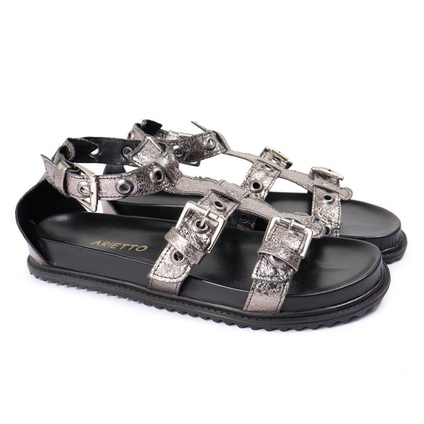 Sandalia Papete Sola Baixa Lila Prata Velho