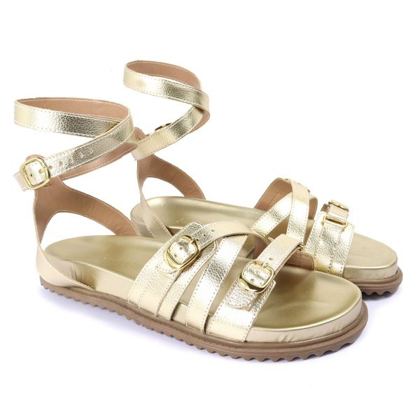 Sandalia Papete Sola Baixa Bruna Dourada