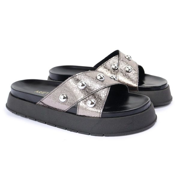 Sandalia Papete Sola Alta Katia Prata Velho