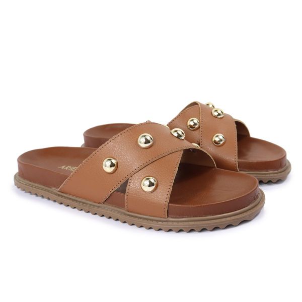 Sandalia Papete Sola Baixa Katia Caramelo