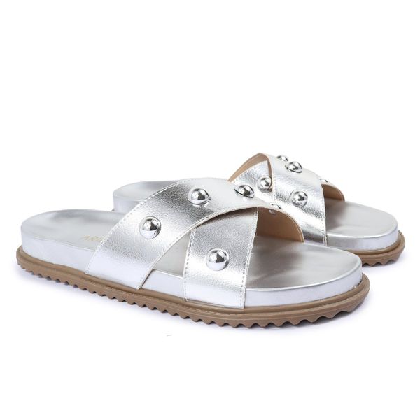 Sandalia Papete Sola Baixa Katia Prata