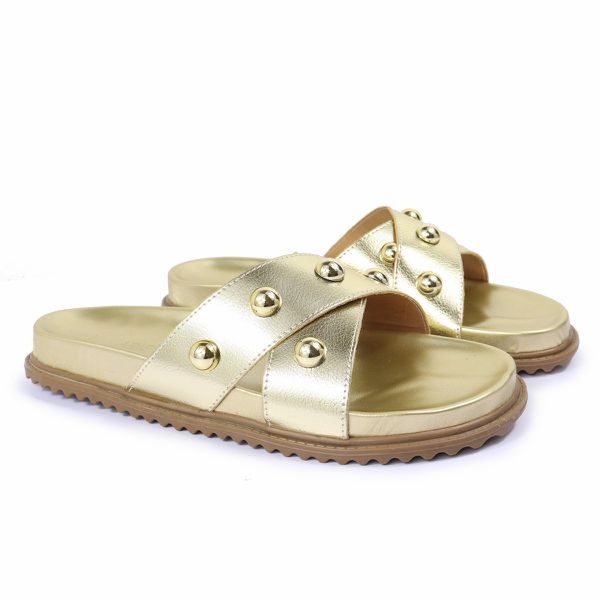 Sandalia Papete Sola Baixa Katia Dourada