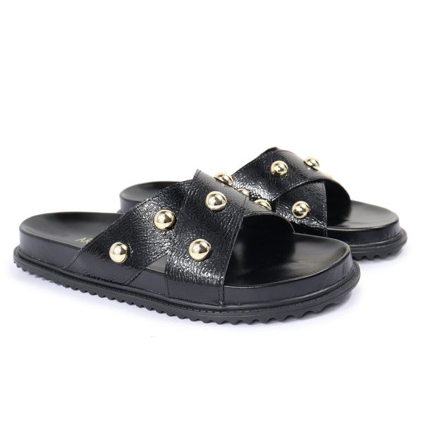 Sandalia Papete Sola Baixa Katia Preto Verniz