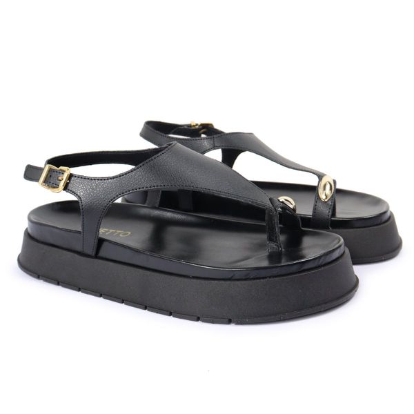 Sandalia Papete Sola Alta Thais Preto