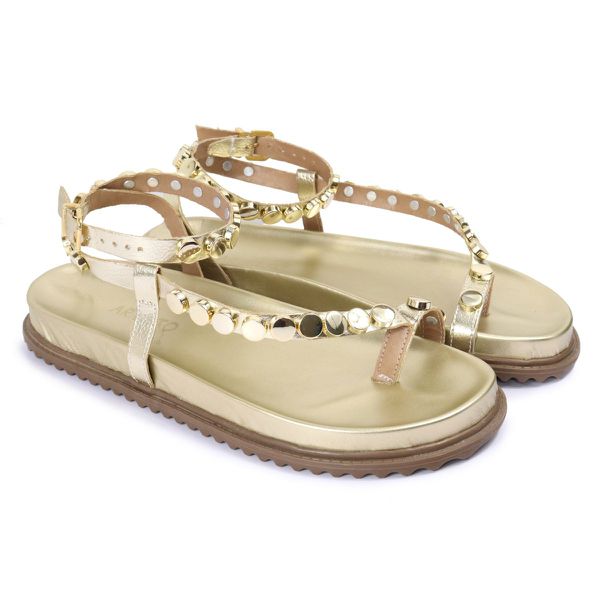 Sandalia Papete Sola Baixa Rebeca Dourada