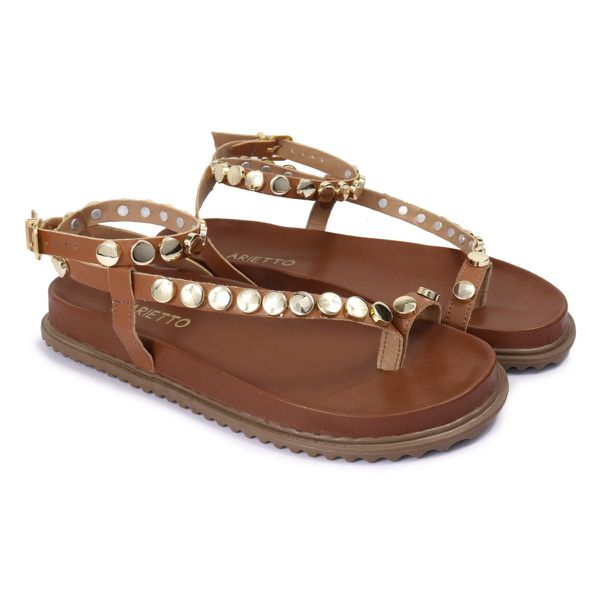 Sandalia Papete Sola Baixa Rebeca Caramelo