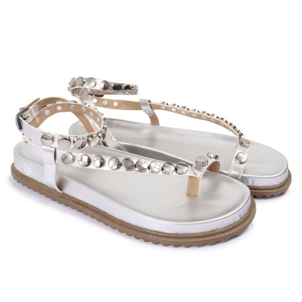 Sandalia Papete Sola Baixa Rebeca Prata