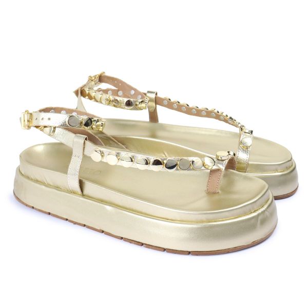 Sandalia Papete Sola Alta Rebeca Dourada