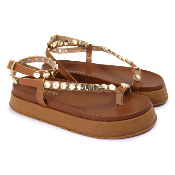 Sandalia Papete Sola Alta Rebeca Caramelo