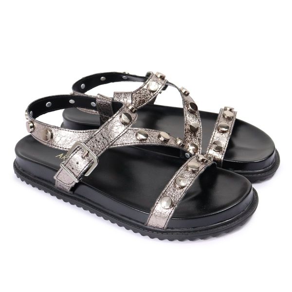 Sandalia Papete Sola Baixa Mariana Prata Velho