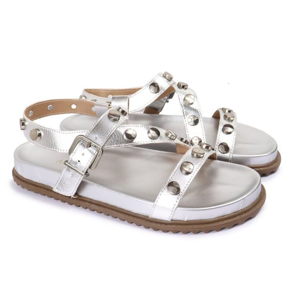 Sandalia Papete Sola Baixa Mariana Prata