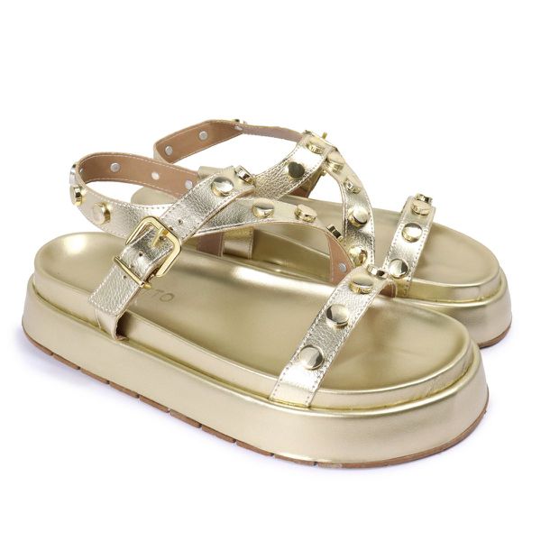 Sandalia Papete Sola Alta Mariana Dourada