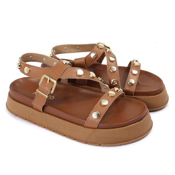 Sandalia Papete Sola Alta Mariana Caramelo