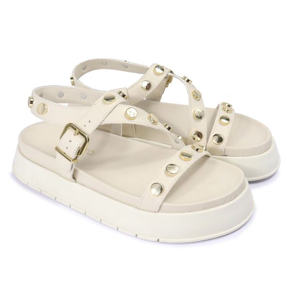 Sandalia Papete Sola Alta Mariana Off White
