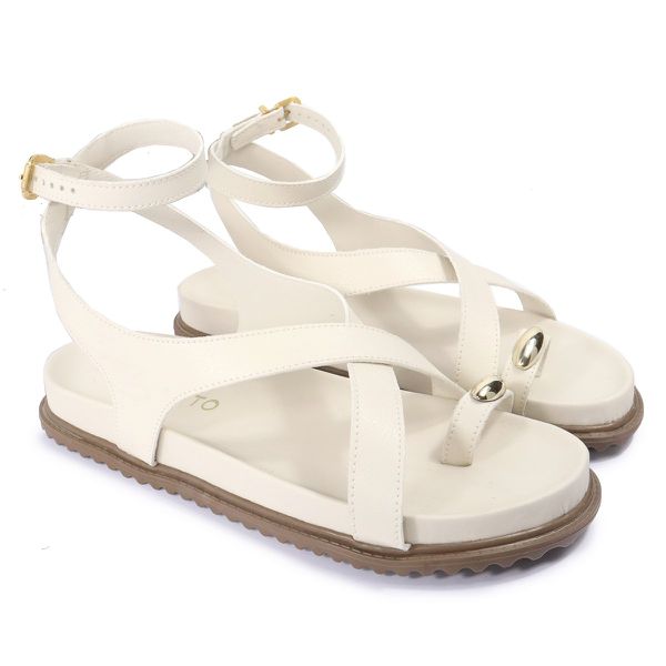 Sandalia Papete Sola Baixa Erika Off White