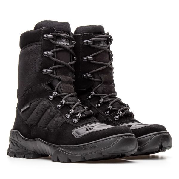 Bota Coturno Em Couro Militar Armata Kaiten - Preto Nobuck Biquei PVC