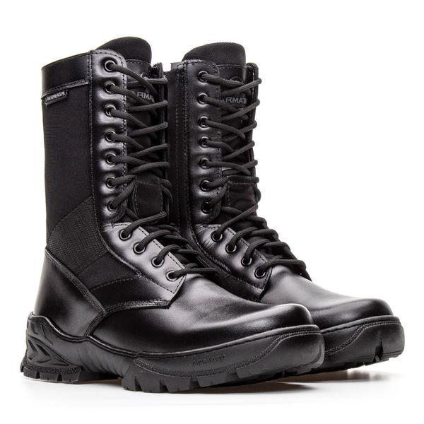 Bota Coturno em couro Militar Armata Khopesh - Preto Liso 