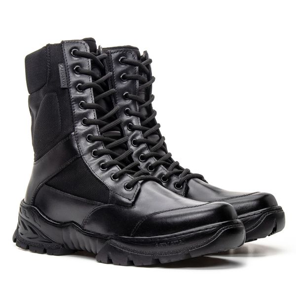 Bota Coturno Em Couro Militar Armata Leopard- Preto Liso