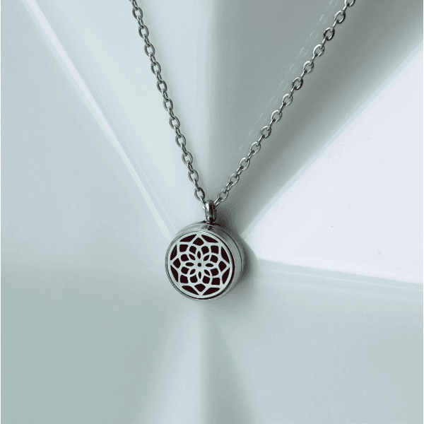 Colar Difusor - Pingente 10mm Mini - Mandala - Prateado - Aço Inox