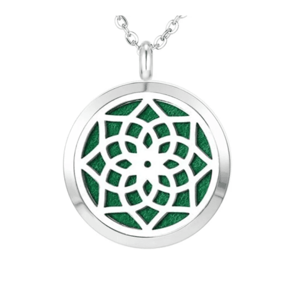 Colar Difusor - Pingente 20mm - Mandala - Prateado - Aço Inox