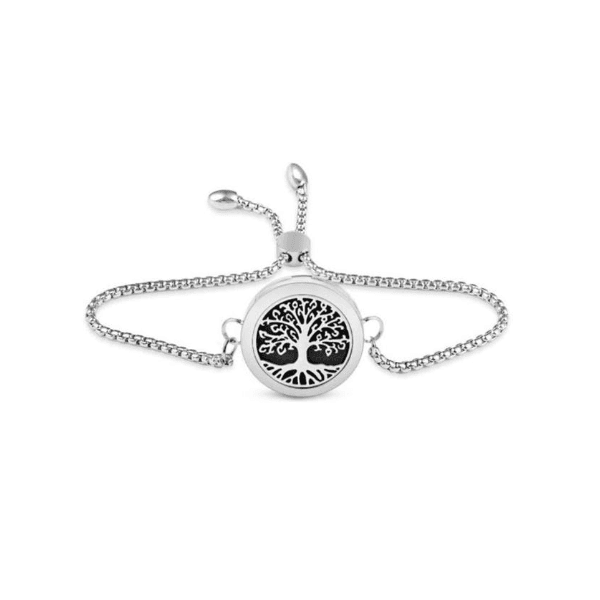 Pulseira Difusor - Pingente 20mm - Árvore da Vida - Prateado - Aço Inox
