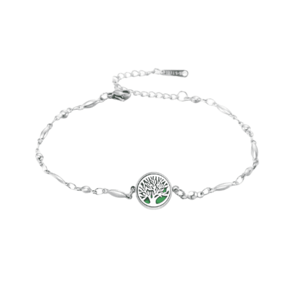 Pulseira Difusora - Pingente 10mm Mini - Árvore da Vida - Prateado - Aço Inox