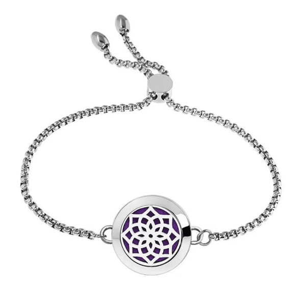 Pulseira Difusor - Pingente 20mm - Mandala - Prateado - Aço Inox