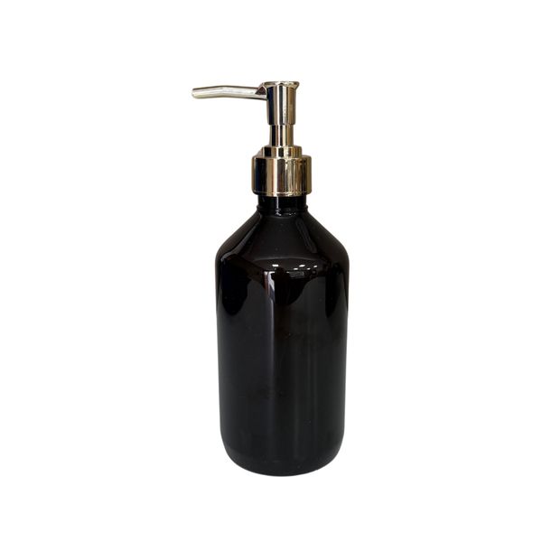 Frasco Pet Âmbar 500ml Válvula Pump R:28 Elegance Dourada