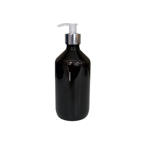 Frasco Pet Âmbar 500ml Válvula Pump R:28 Cor:Prata/Incolor