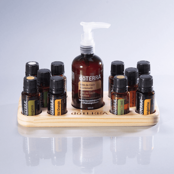 Porta Frascos Dubai dōTERRA Para 10 Frascos e 01 Óleo de Coco