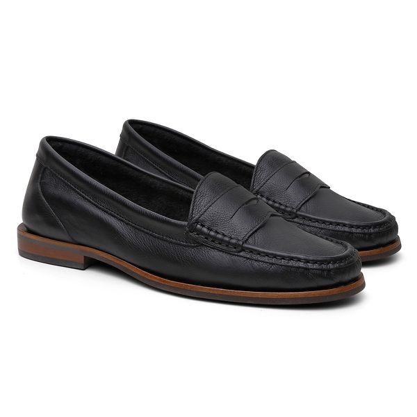 Mocassim Em Couro Legítimo 1100 Preto 