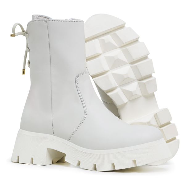 Coturno Feminino Vega Tratorado Em Couro Legítimo Off White
