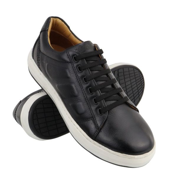 Sapatênis Casual Ultra Masculino 100% Couro Preto - Ref. 3150