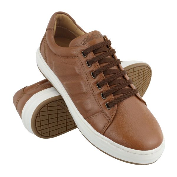Sapatênis Casual Ultra Masculino 100% Couro Whisky - Ref. 3150