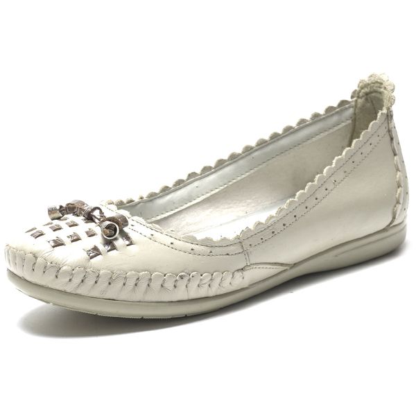 Sapatilha Feminina Off White de Couro - Ref. 1937