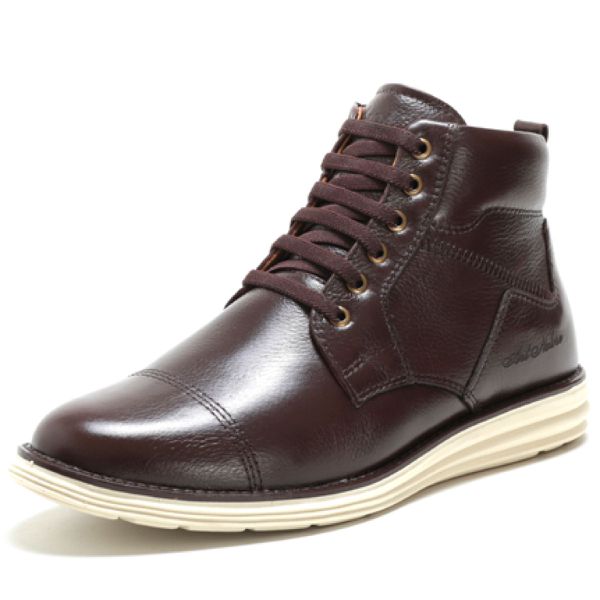 Bota Urbana Masculina Cano Curto Café 100% Couro 2023 ART